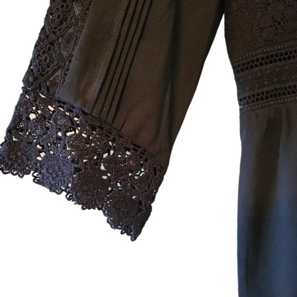 Revolve Heartloom Aimee Lace Mini Dress Cutout Quarter Sleeve Black Dress Size L - Picture 13 of 16